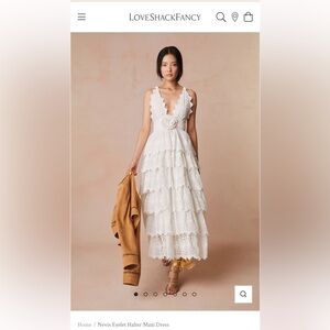 Loveshackfancy Nevis Eyelet Halter Midi Dress BRAND NEW